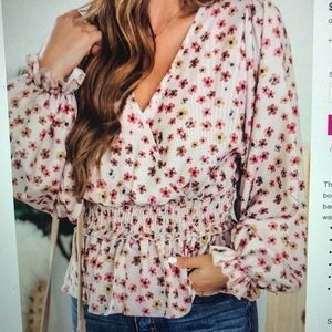 NEW, never worn taupe floral blouse.